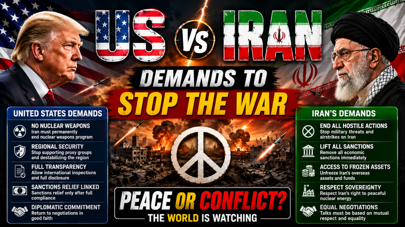 US vs Iran War 2026: What Both Sides Demand to Stop the Conflict Demands to stop the us vs iran war